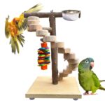 1.5 Ft. (45 cm) Mini Ladder Stand with Steel Feeding Bowl for Birds Playing and Sitting for Cockatiels, Conure, Senegal, Amazon and Other Birds