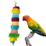 NATURAL PARROT TREAT 28X5 Cm Luffa With Calcium White Color Block Hanging Toy For Playing And Chewing Blocks For Budgies,Cockatiels,Conure,Senegal And Other Birds(Piece Of 1)